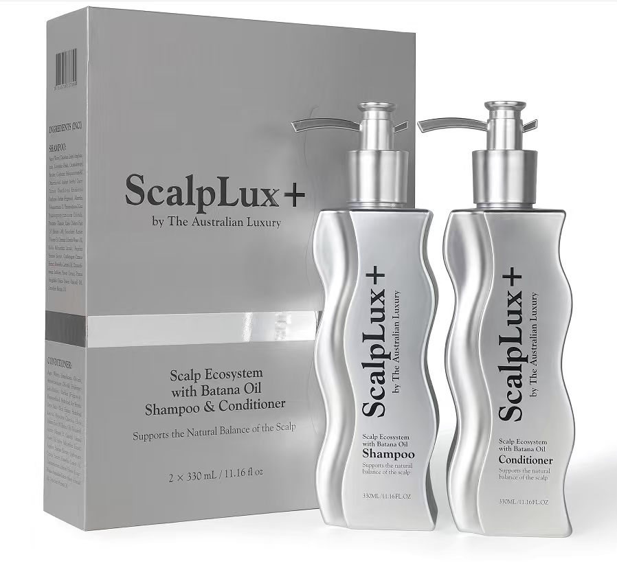 The Australian Luxury - ScalpLux + Shampoo & Conditioner Set with Batana Oil - For More Targeted Psoriasis, Eczema, Itching, Sores, Scabs and Dandruff